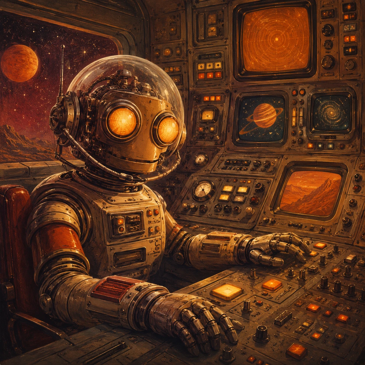 Robot operator at statistics control console
